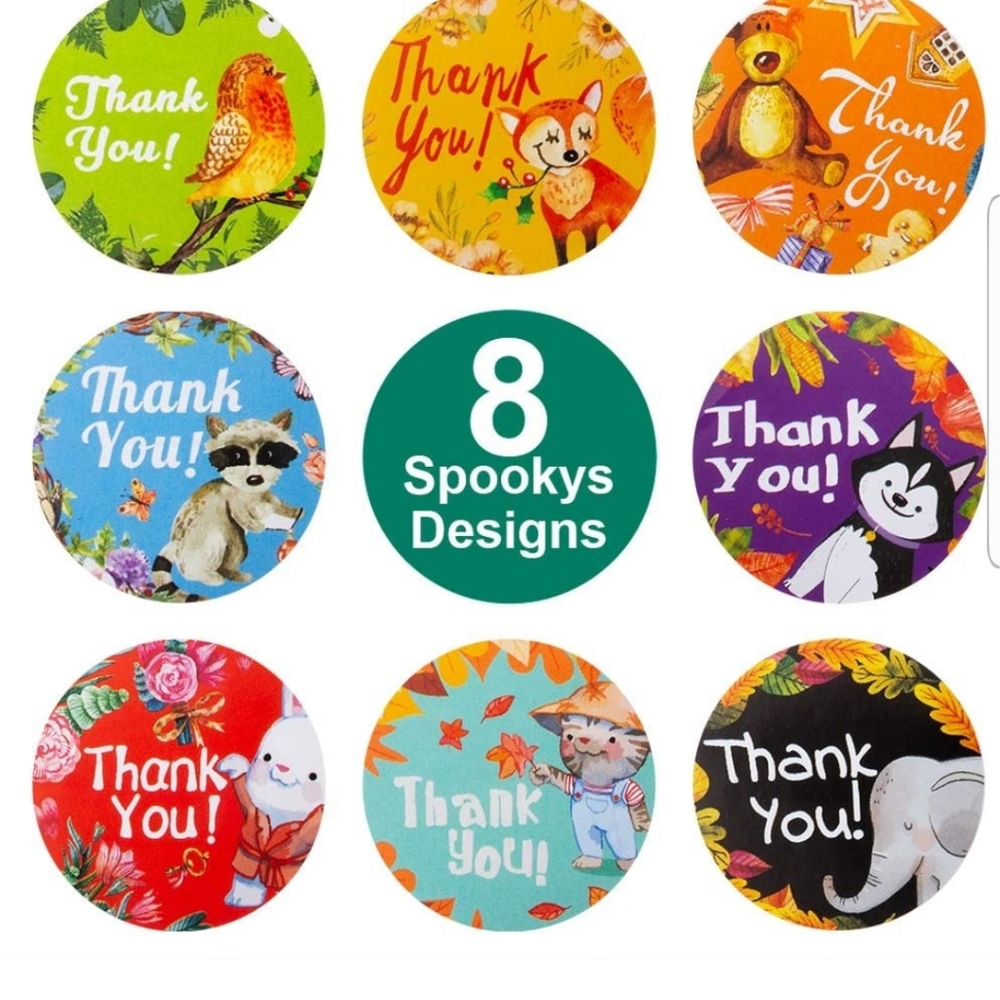100 ct  1.5 Inch Thank You Stickers, Thank You for